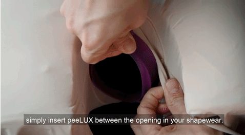 demo on how to insert peeLUX between shapewear's opening