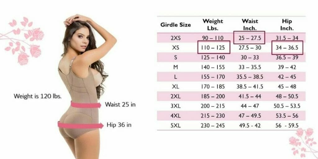 girdle size chart