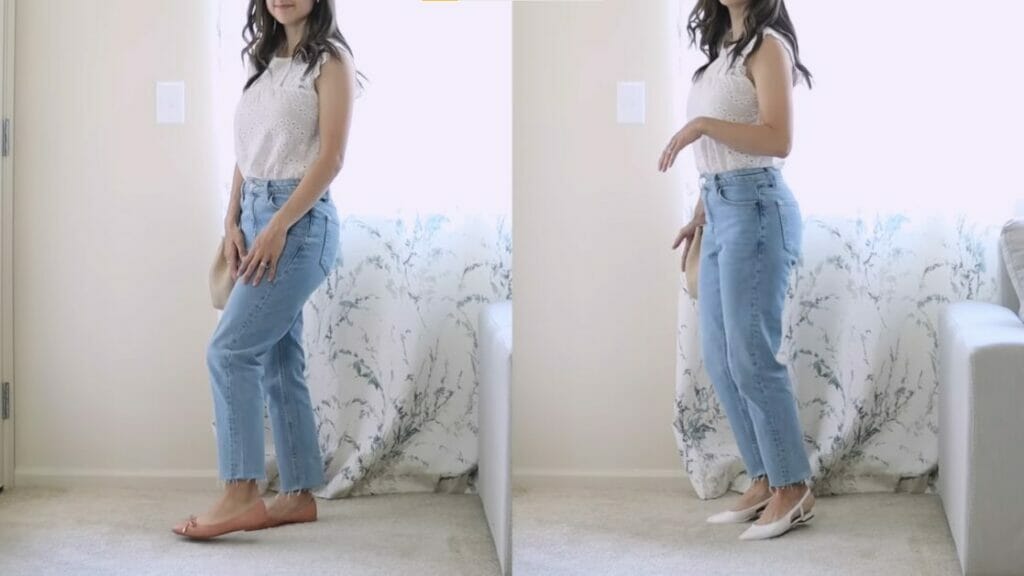 Elana Kinda wearing straight jeans